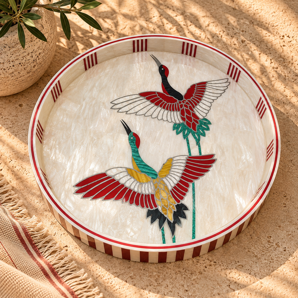 Crimson Flight Mother of Pearl Tray
