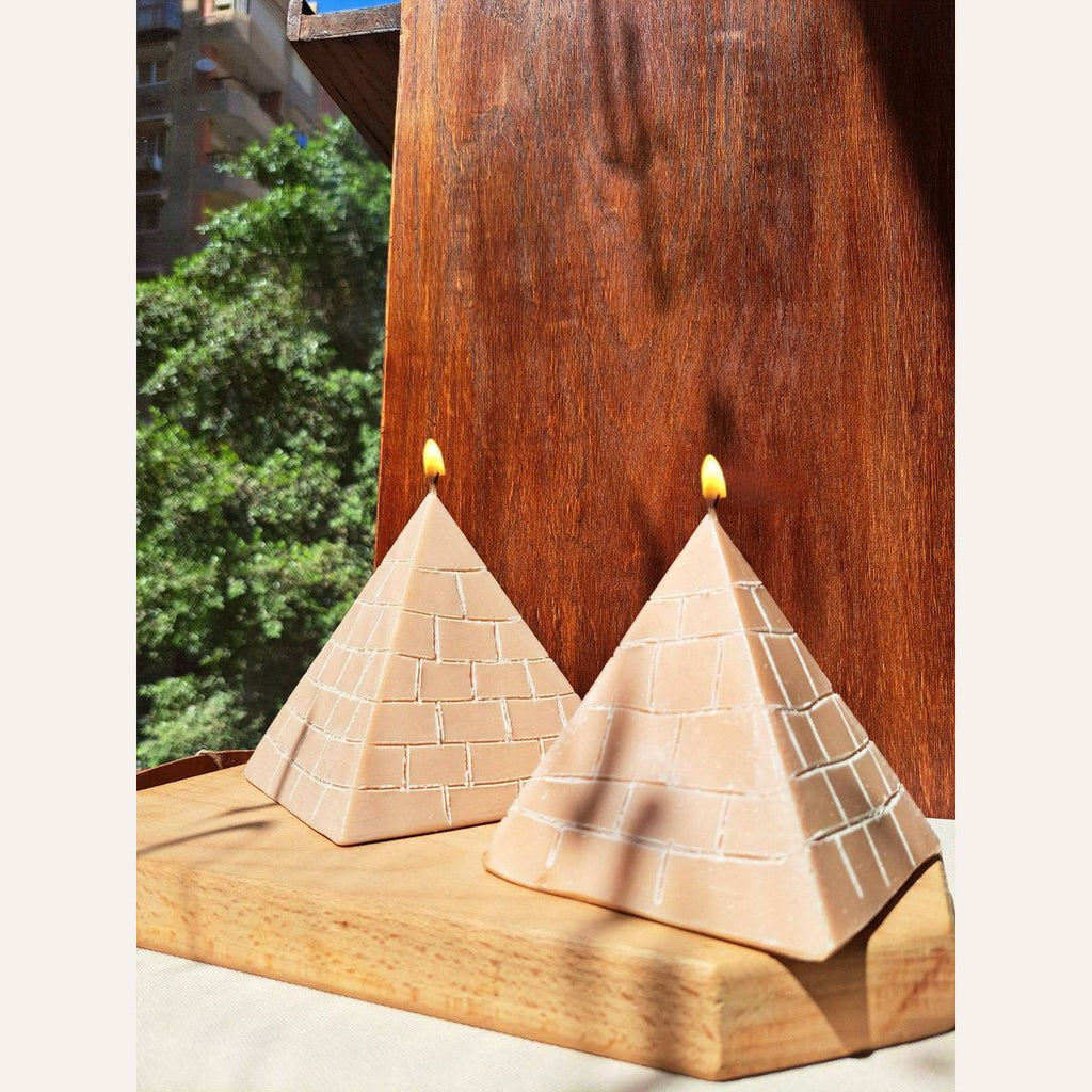 Handmade pyramid candle detail