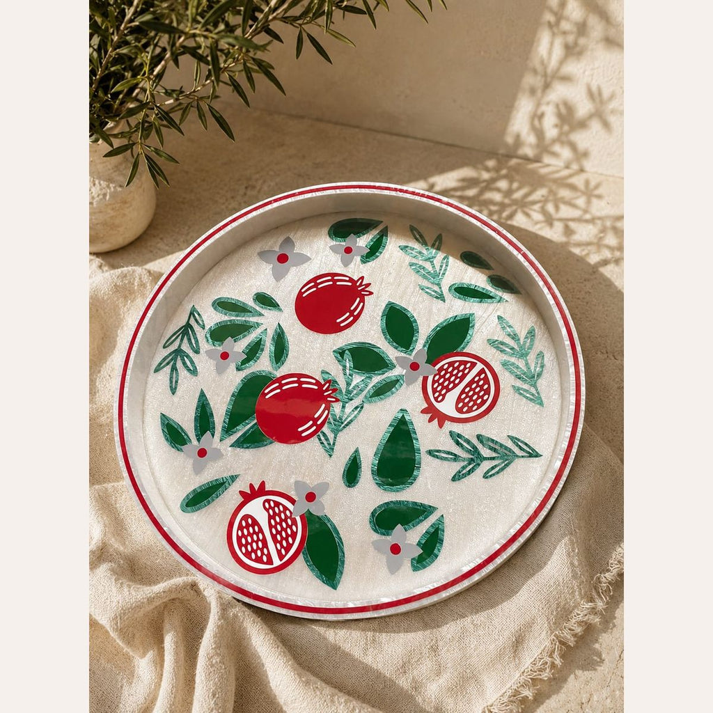 Crafted Galleria Pomegranate Garden Mother Of Pearl Tray Mother Of Pearl Tray Handmade Egypt