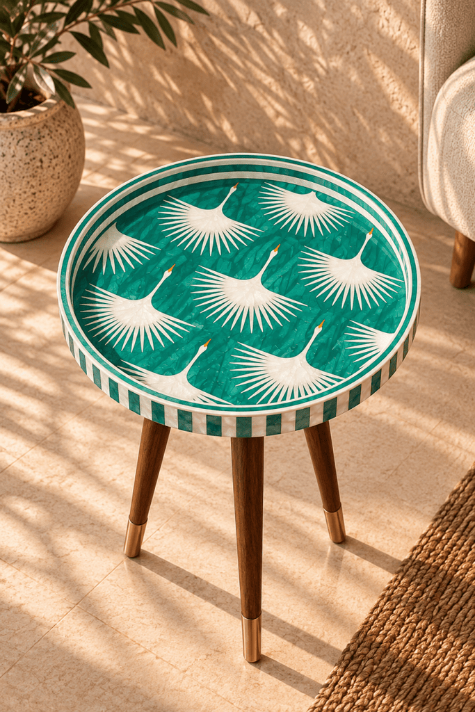 Khmnz Emerald Flight Mother Of Pearl Side Table Mother Of Pearl Side Table Handmade Egypt