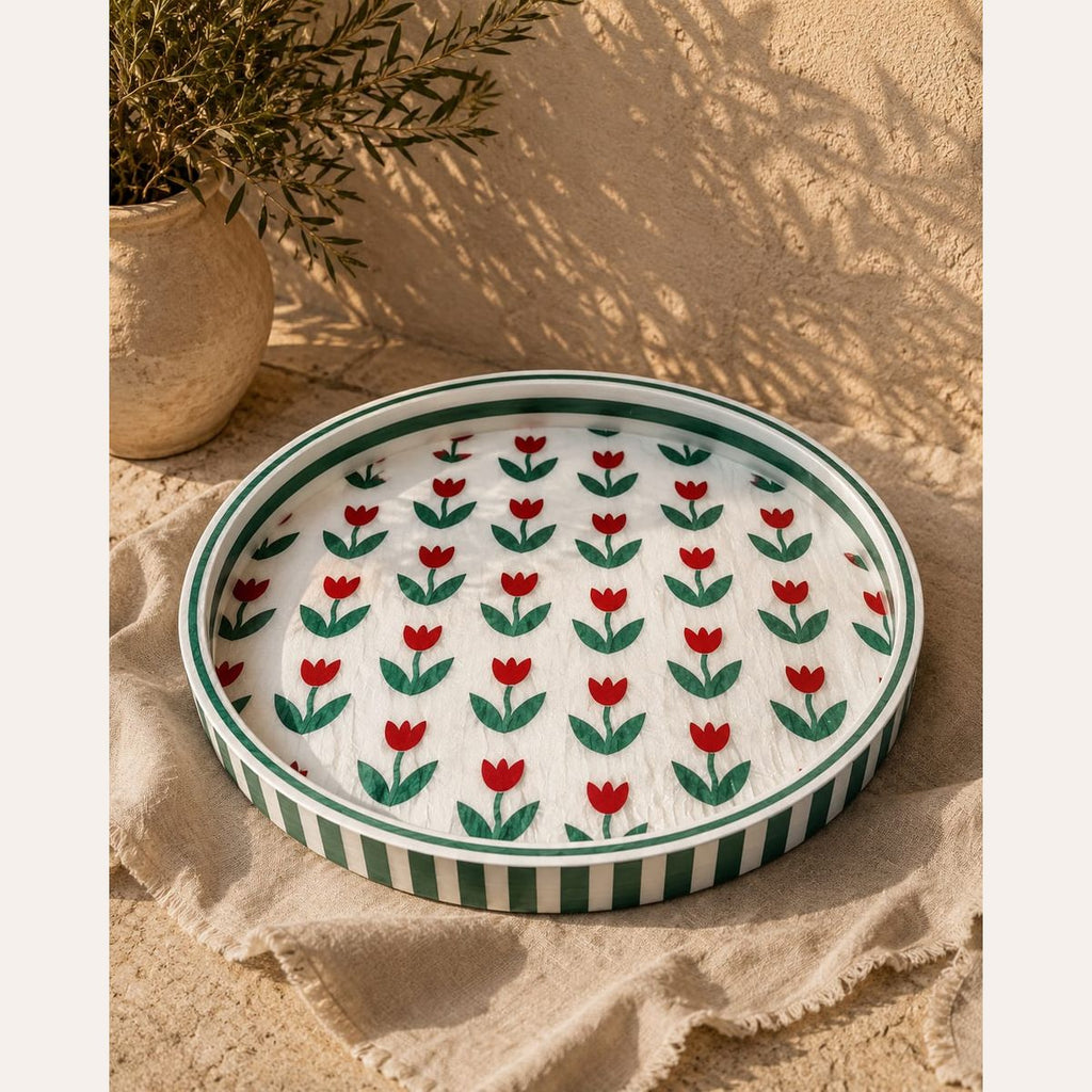 Crafted Galleria Tulip Garden Mother Of Pearl Tray Mother Of Pearl Tray Handmade Egypt