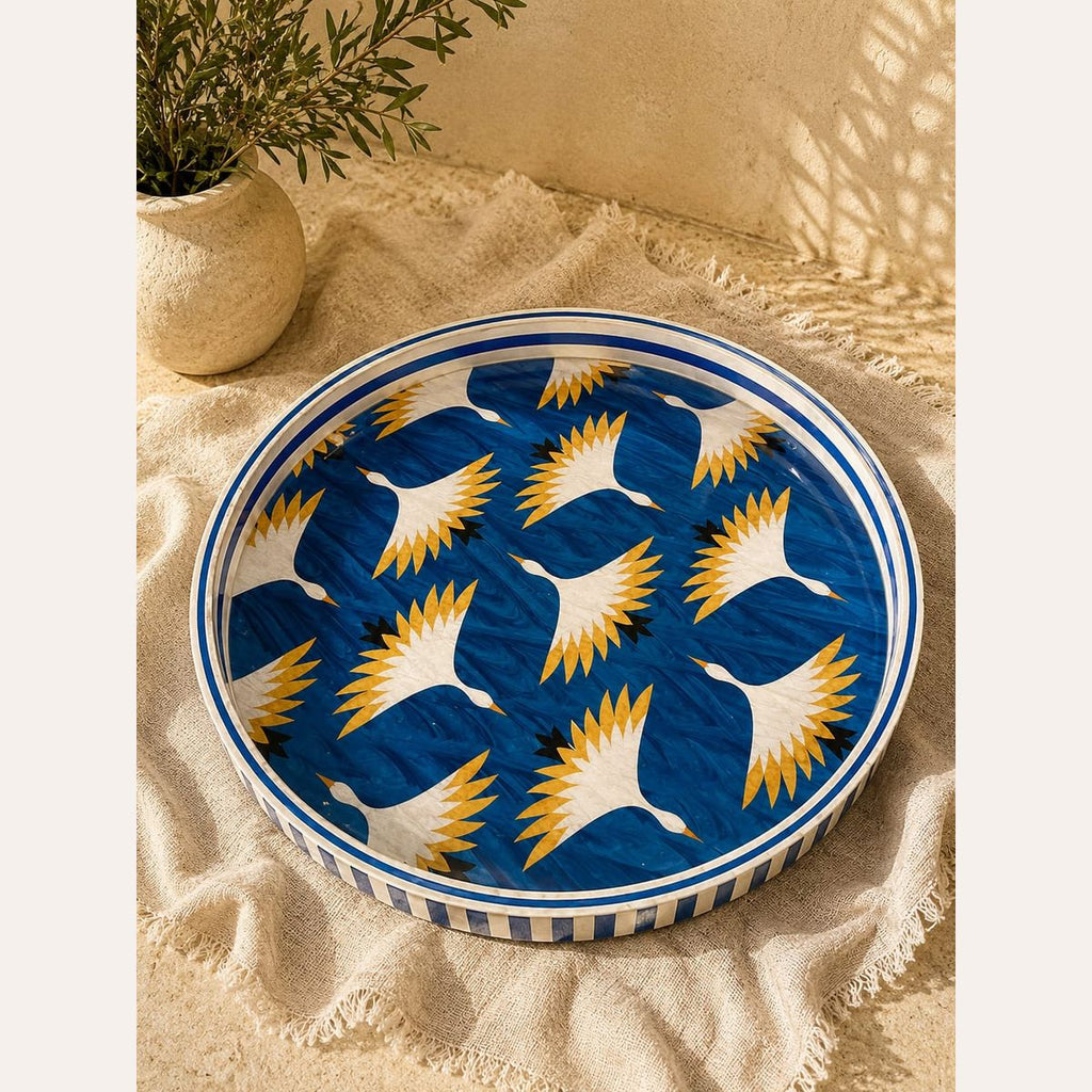 Crafted Galleria Azure Flight Mother Of Pearl Tray Mother Of Pearl Tray Handmade Egypt