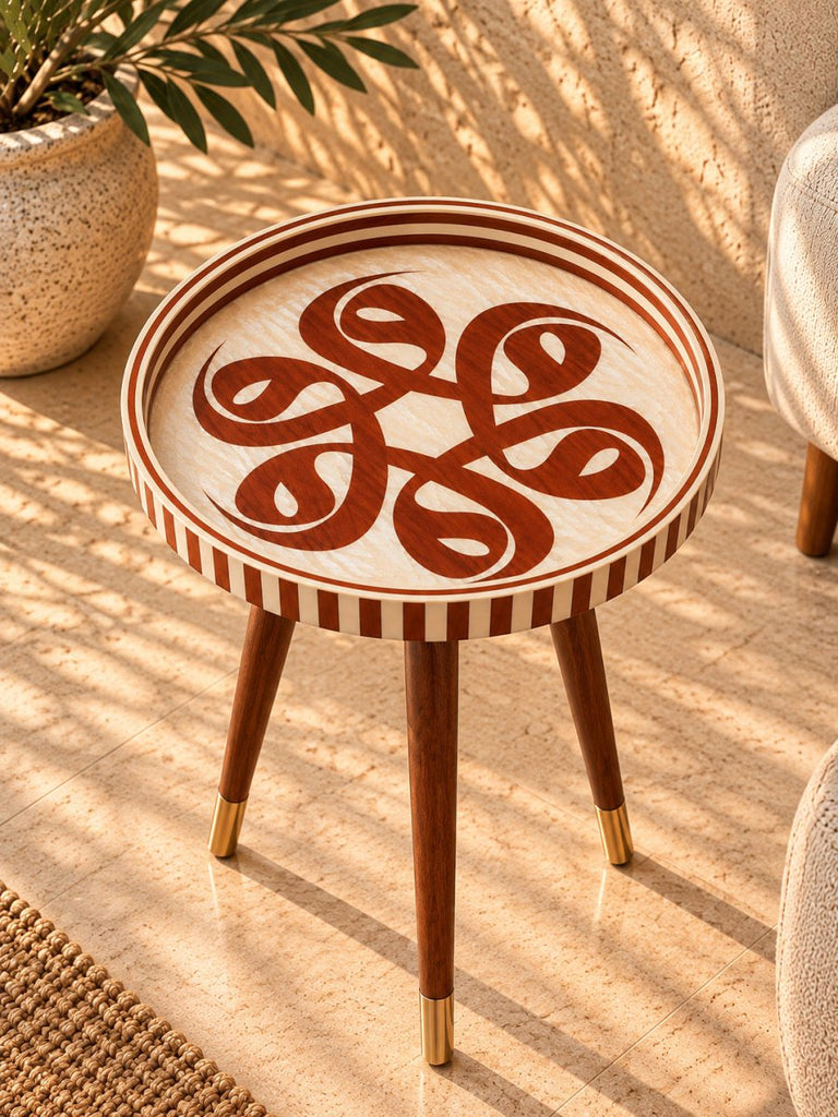 Khmnz Terra Loop Mother of Pearl Side Table Mother Of Pearl Side Table Handmade Egypt
