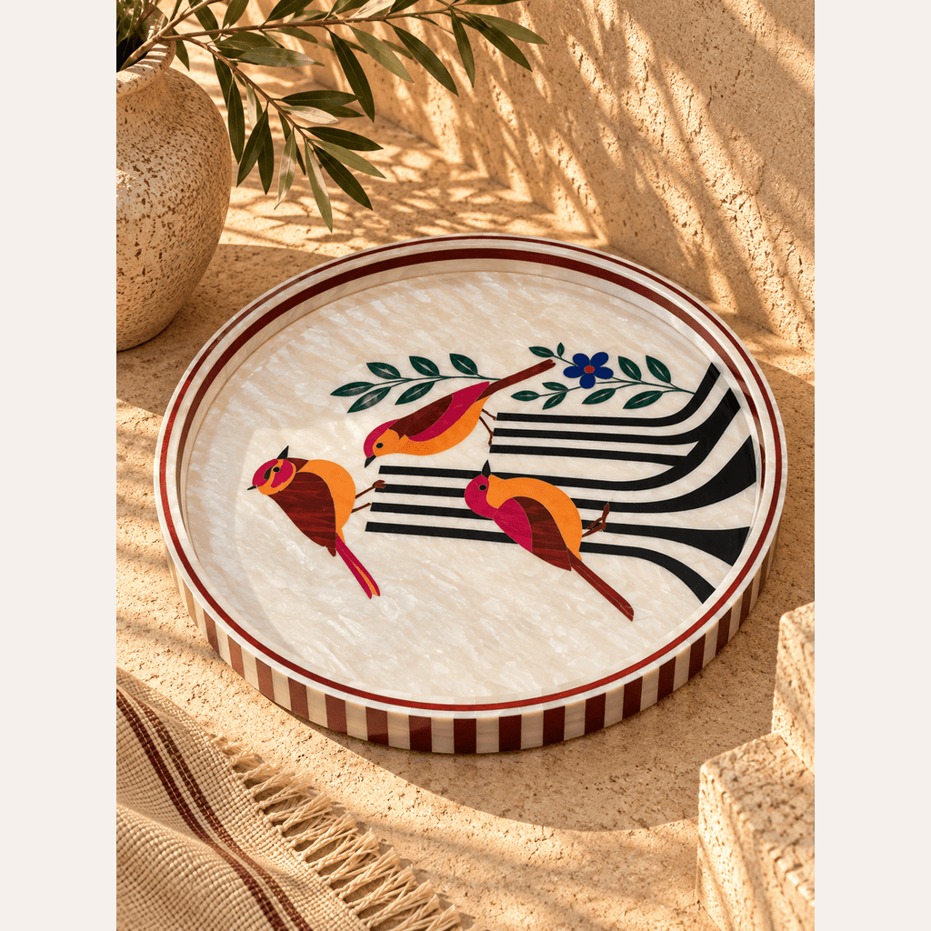 Crafted Galleria Birdsong Mother of Pearl Tray Mother Of Pearl Tray Handmade Egypt