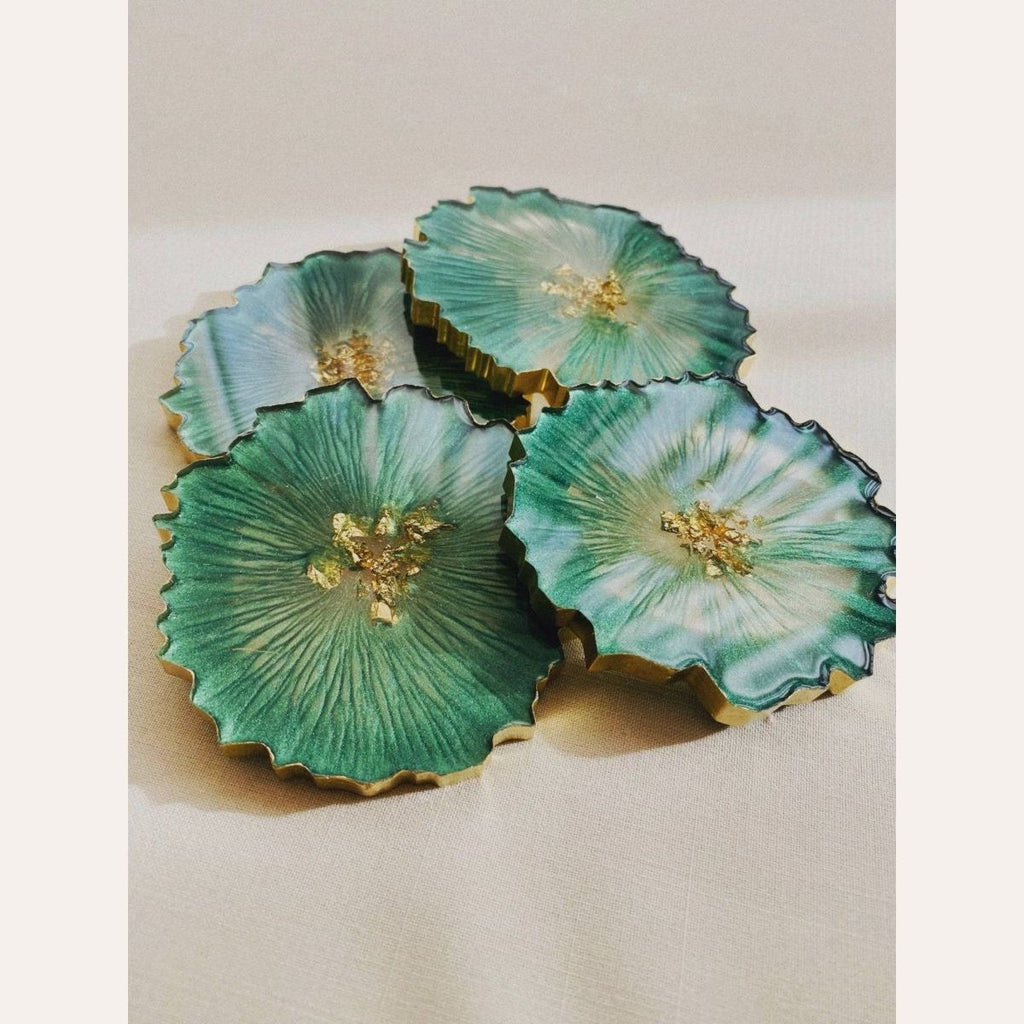 Set of 4 handmade resin coasters with artistic design